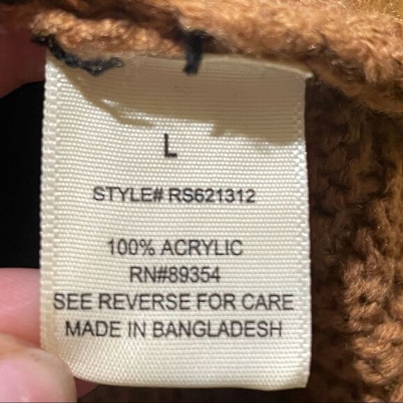 NWT no Comment long Sleeve lace Up Back Brown Black White Striped Sweater size L - Picture 11 of 14